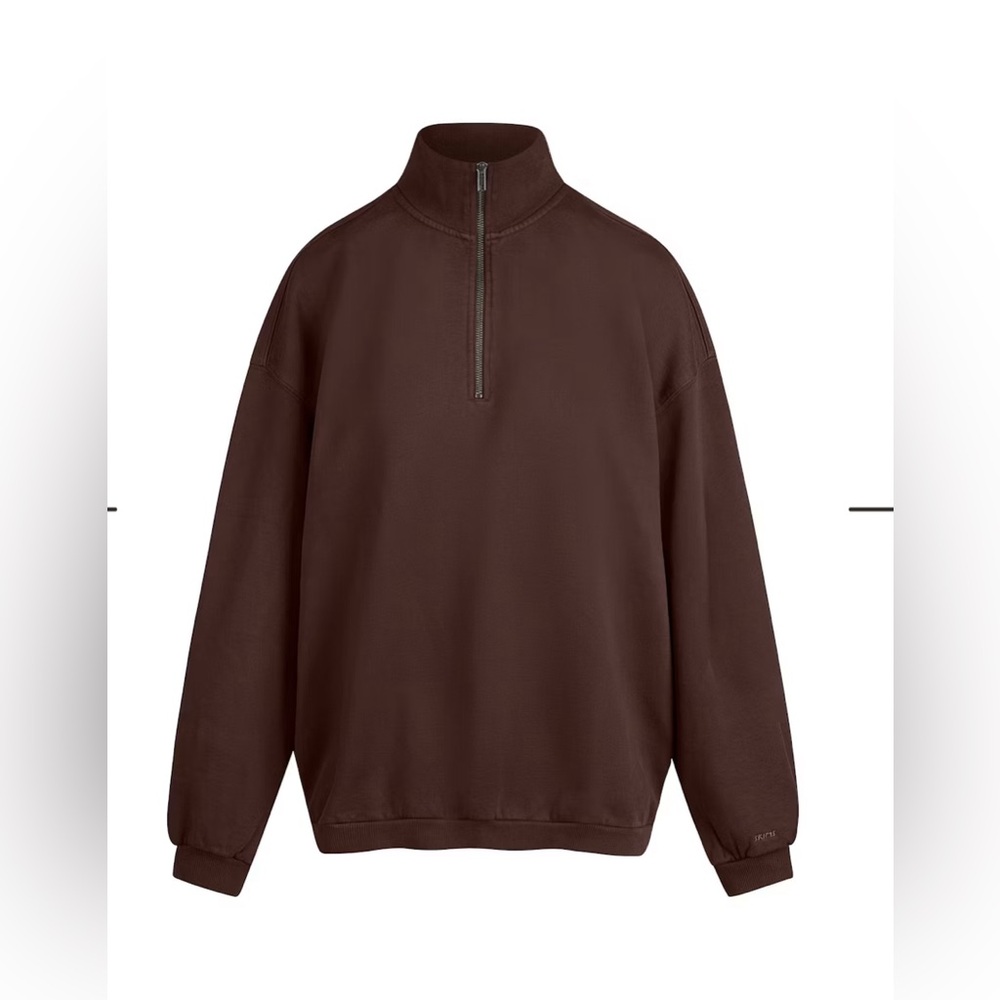 SKIMS BOYFRIEND FLEECE | OVERSIZED HALF ZIP | ESPRESSO